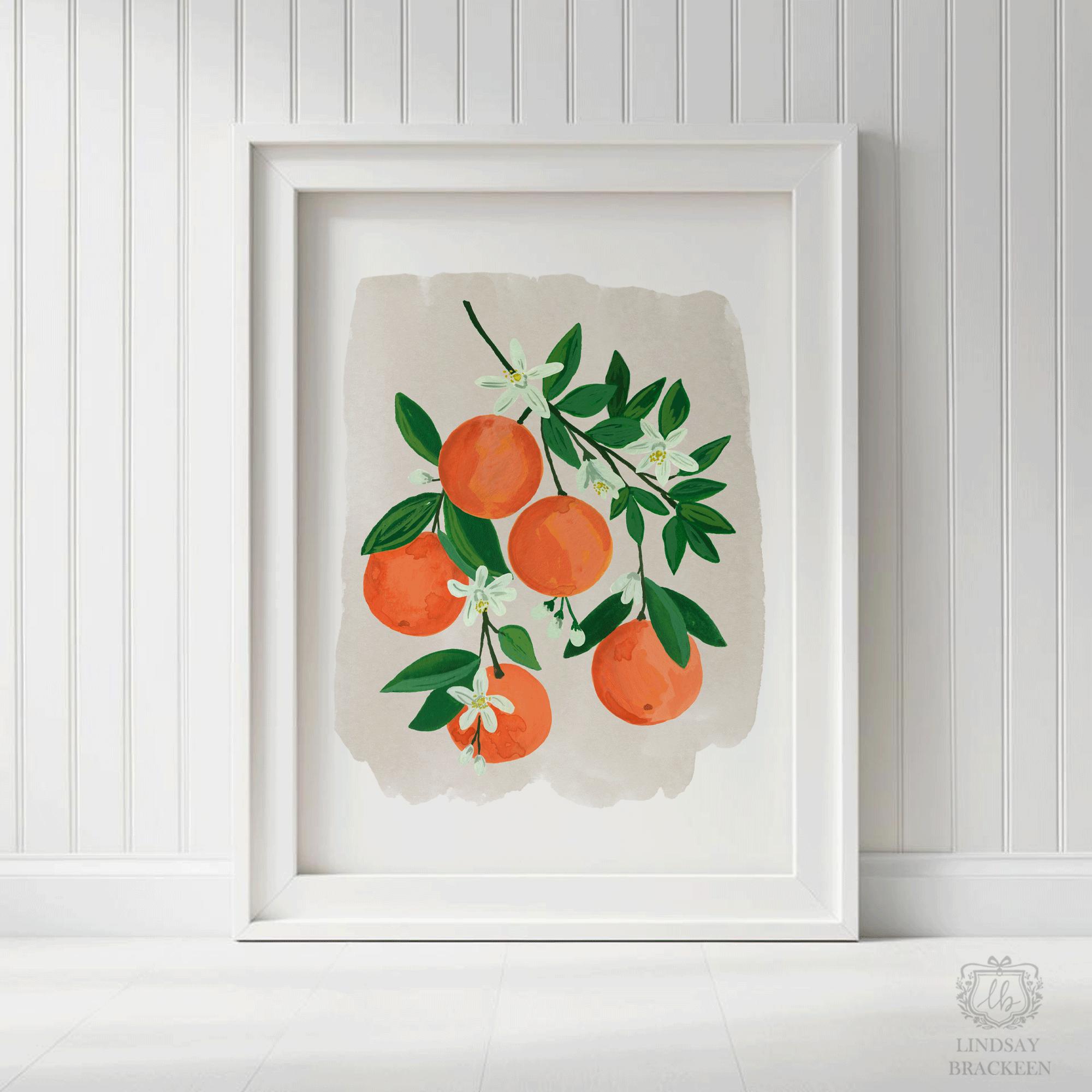 Oranges Orange Clementine Citrus Fruit Blue Rustic Cottage Kitchen