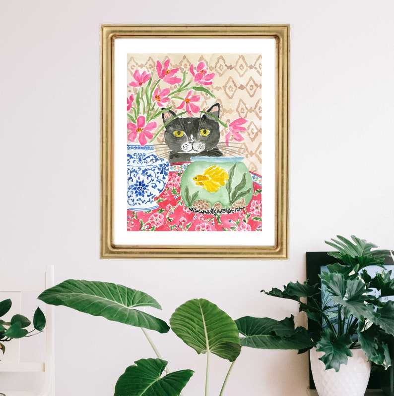 Cat Art Print, Tuxedo Cat Art Print, Black Cat Art, Black Cat Print, Black Cat Wall Art, Cat Print, Cat Art, Cat Painting, Cat Watercolor image 4