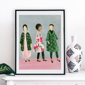 Black Women Wall Art African Asian Multiracial Woman Print Painting Bohemian Feminist Floral Fashion Lady Boho Ladies Decor Room Watercolor image 1