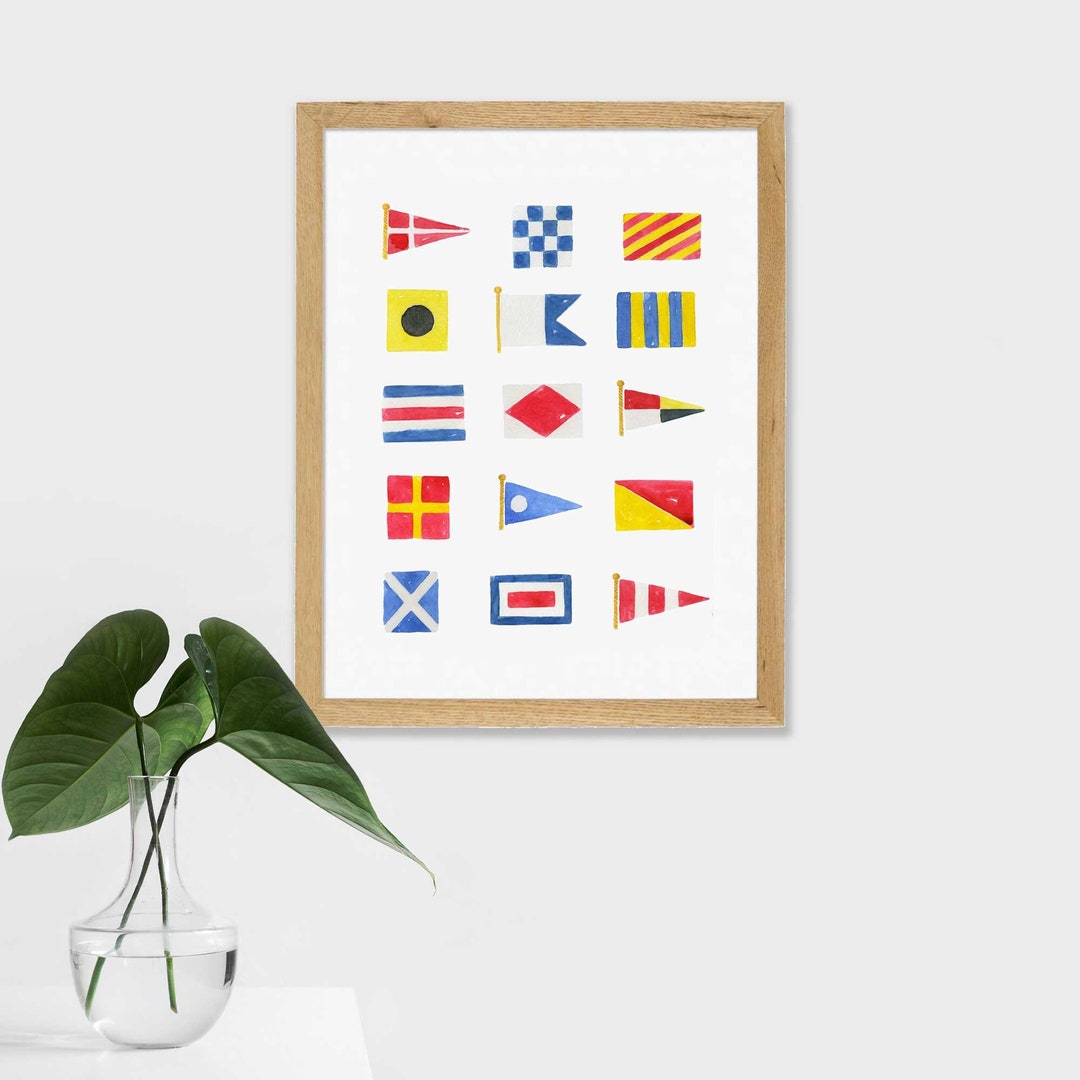 Nautical Flags Art, Nautical Flags Print, Beach House Art Sea Side ...