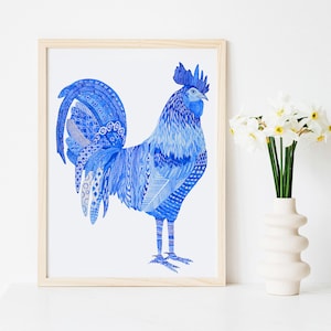 Rooster Art Print, Rooster Art, Rooster Print, Rooster Decor, Rooster Painting, Rooster Watercolor Art, Rooster Watercolor, Chicken Art