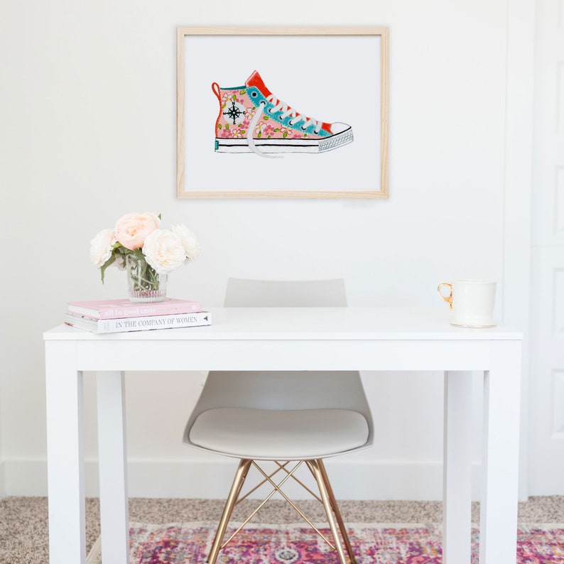 Sneaker Shoe Art Print Shoes Wall Decor Tween Teen Girls Room | Etsy