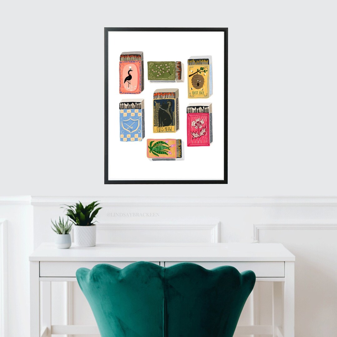 Matchbox Print, Matchbox Illustration, Vintage Matchbox Art, Matchbooks Print, Matchbox Poster