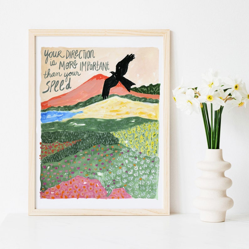 Landscape Quote Art Print Watercolor Illustration Inspirational Affirmations Encouraging Wall Art Decor Colorful Mountains Wildflowers image 5