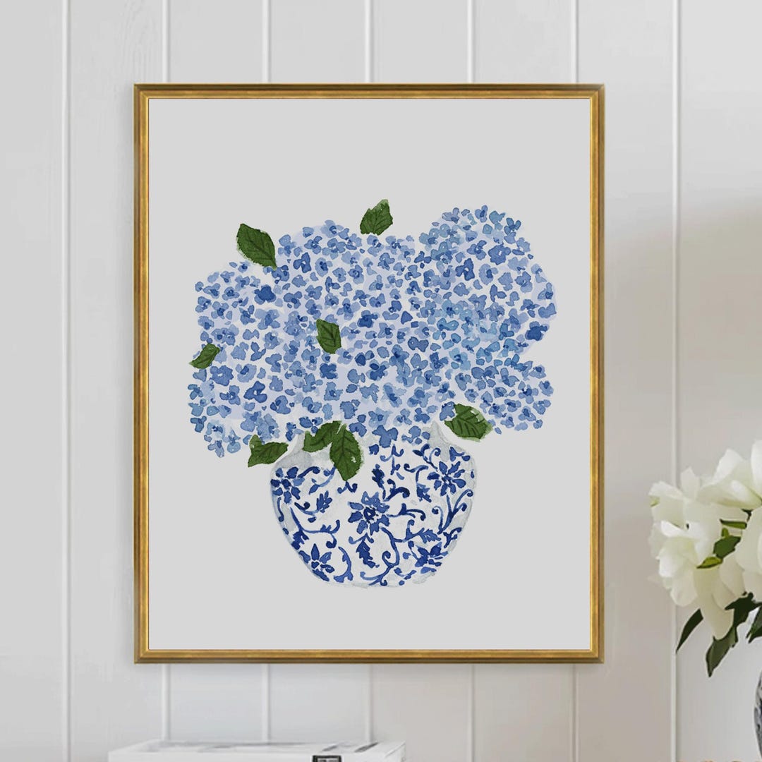 Hydrangea Print, Hydrangea Art, Hydrangea Painting, Blue Hydrangea