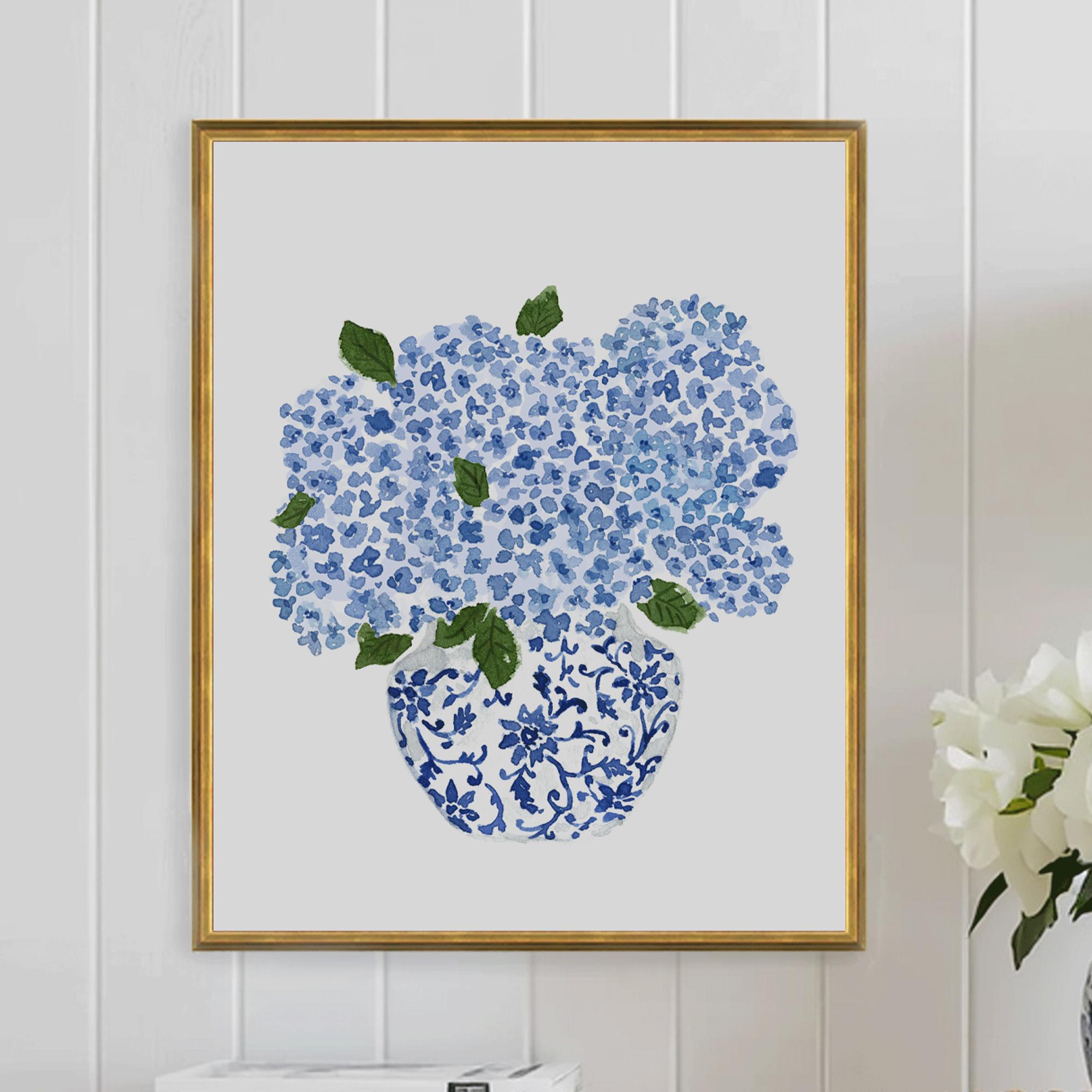 Hydrangea Print, Hydrangea Art, Hydrangea Painting, Blue Hydrangea