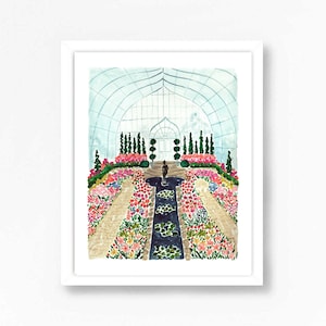 Conservatory Greenhouse Victorian Art Como Zoo St. Paul Minnesota  Colorful Print Floral Flowers Bohemian Illustration Girls Wall Room Decor