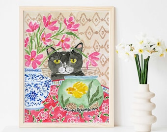 Cat Art Print, Tuxedo Cat Art Print, Black Cat Art, Black Cat Print, Black Cat Wall Art, Cat Print, Cat Art, Cat Painting, Cat Watercolor