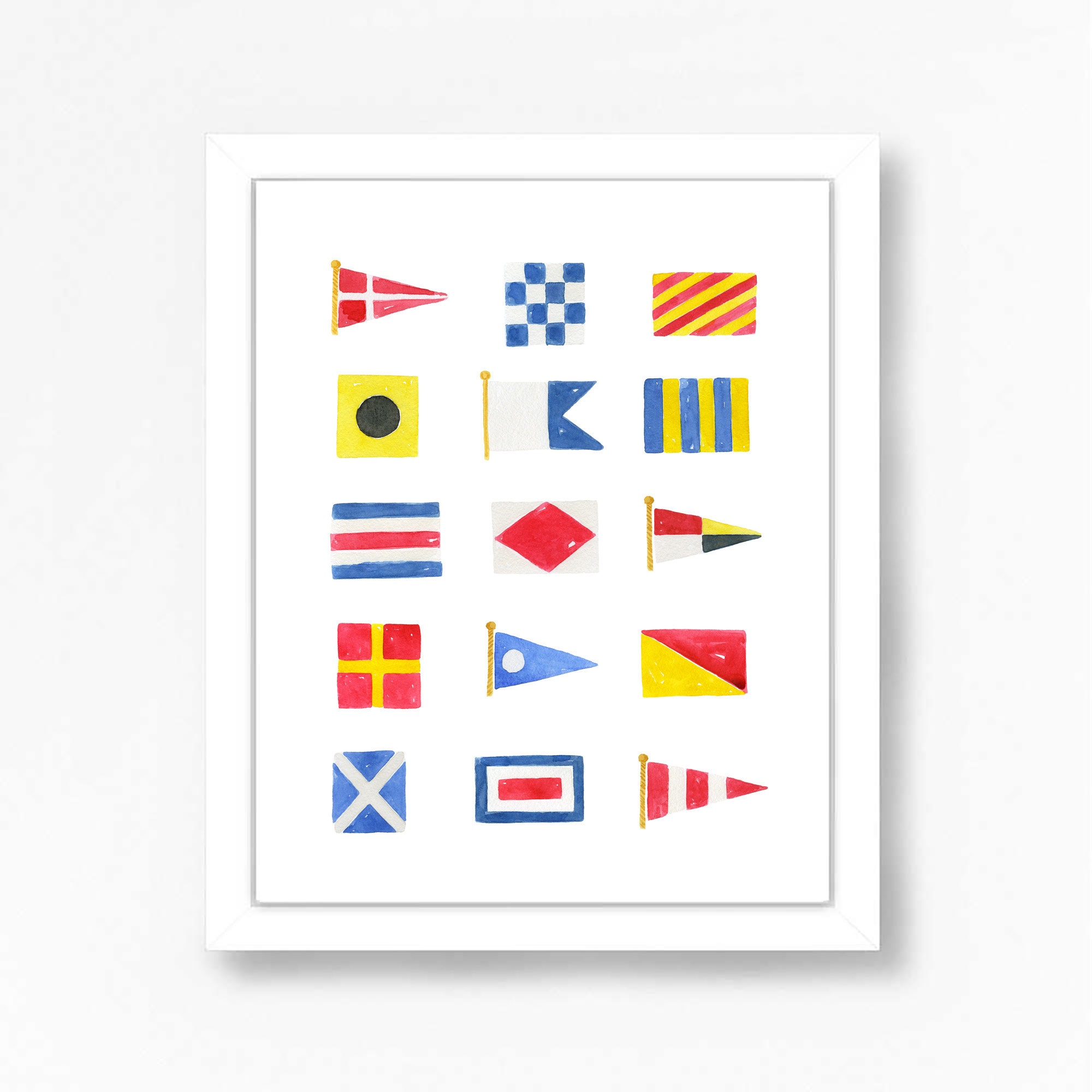 Lobster Buoys Crab Print Set Nautical Flags Beachy Sea Side Coastal ...