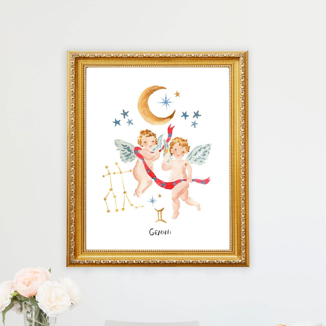 Gemini Zodiac Art Print, Constellation Print, Zodiac Sign Art ...