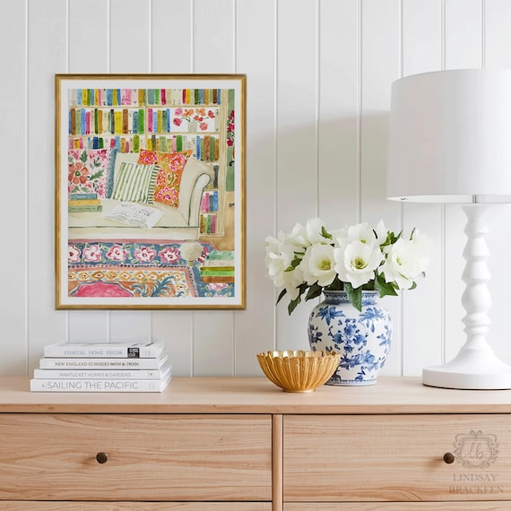 Bookstore Art Print Book Wall Art Bookshop Art Bookshelf Reading Print Book Art Print Home Office Bookworm Library Reading Nook Wall Decor