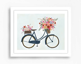 Wall art bicycle with flowers shop