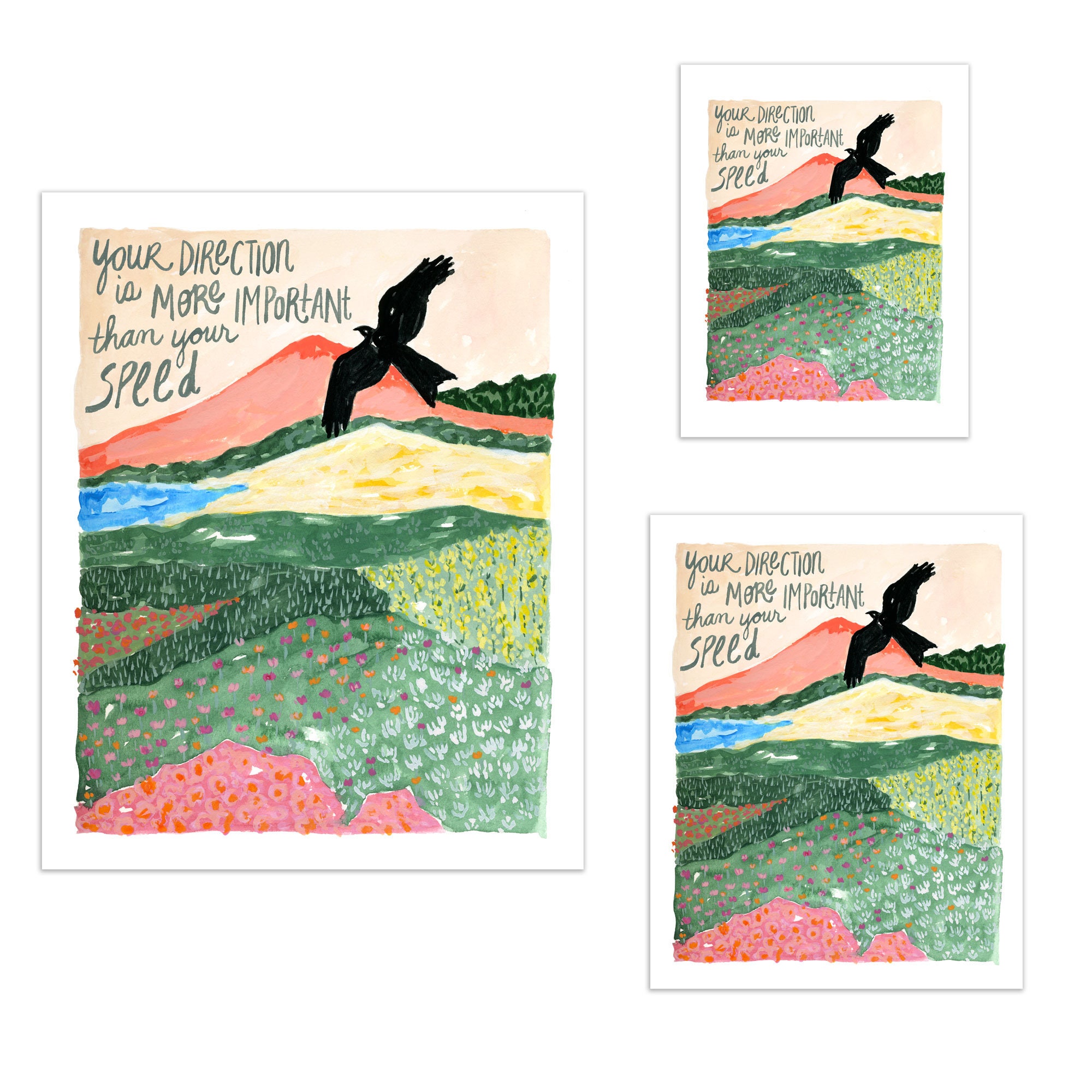 Landscape Quote Art Print Watercolor Illustration Inspirational ...