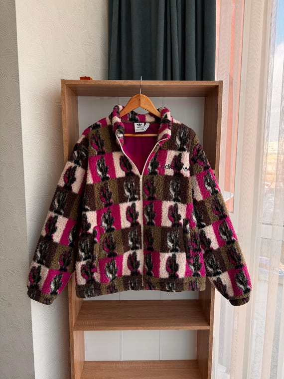 Giacca vintage Adidas Trefoil Area Cactus Teddy Polar Fleece