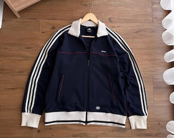 ASICS ジップアップジャケット ネイビー/ホワイト Vintage 90s Asics Japan Windbreaker Jacket Medium Asics
