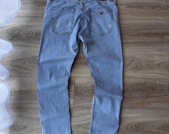 Vintage Armani Jeans Metal Logo Blue Men's Size 34 Luxury Denim Jeans