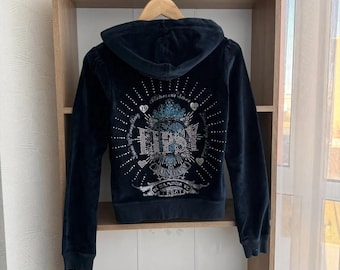 Vintage Lipsy Couture velours hoodie met rits