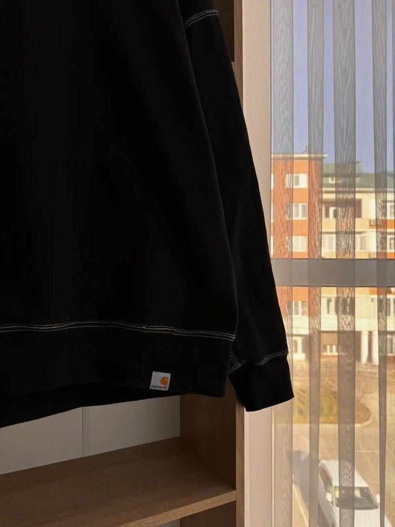 Felpa con cappuccio nera e bianca vintage Carhartt WIP Nebraska Streetwear immagine 3