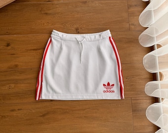 Vintage Adidas White & Red Three Stripes Tenis Skirt