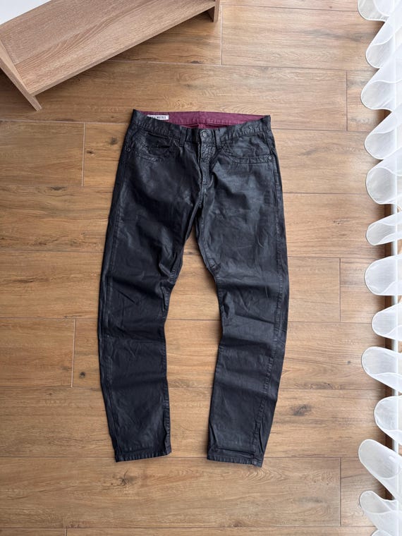 Dirk Bikkembergs, Vintage Dirk Bikkembergs by Sinv Luxury Black Shiny Pants