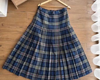 Vintage Johnstons of Elgin Tartan Long Kilt Wool Skirt
