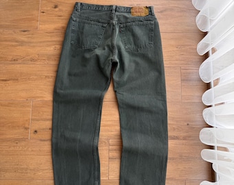 Vintage Y2K Levis 501 Green White Oak Cone Denim Jeans - Fits Like