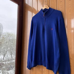 Vintage Polo Ralph Lauren Navy Knitwear 1/4 Zip Sweater