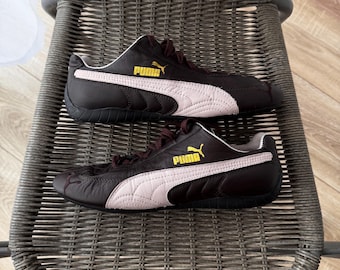 Zapatillas Puma Speedcat vintage de cuero de lujo en color marrón y rosa, talla 9 US.