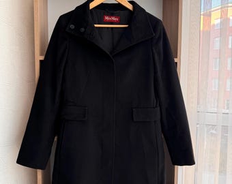 Vintage Max Mara Studio Black Luxury W’ Wool Coat