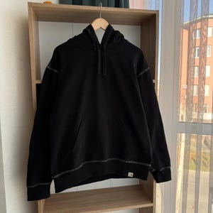 Felpa con cappuccio nera e bianca vintage Carhartt WIP Nebraska Streetwear immagine 7