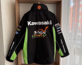 Kawasaki Racing Team Vintage Racing Moto Bike Jacket - Kenny