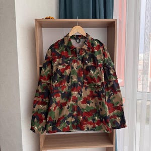 Parka Militaire Suisse Alpenflage Vintage – Veste Camouflage Avec Capuche, Très Bon état
