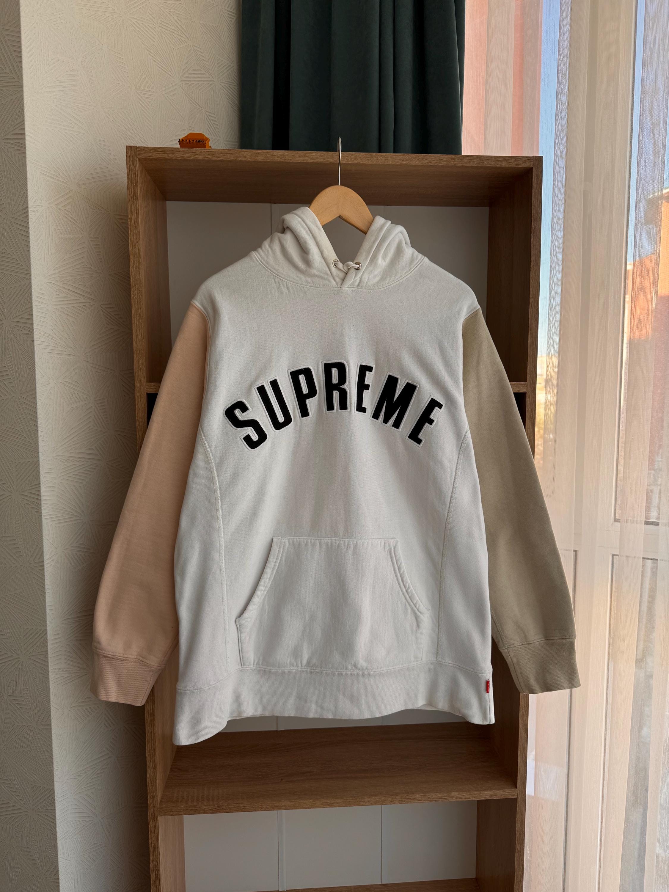 Supreme color blocked arc logo hoodie hotsell
