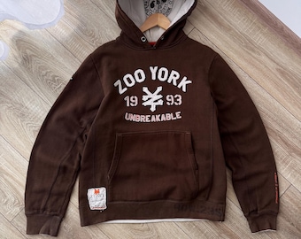 Vintage Zoo York Streetwear bruine onbreekbare hoodie