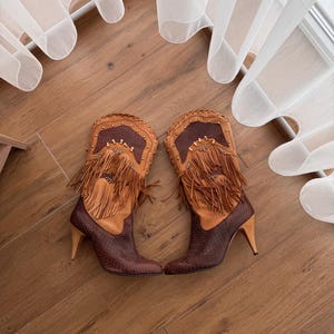 Vintage Ibinka Western Cowboy Spanish Leather Boots