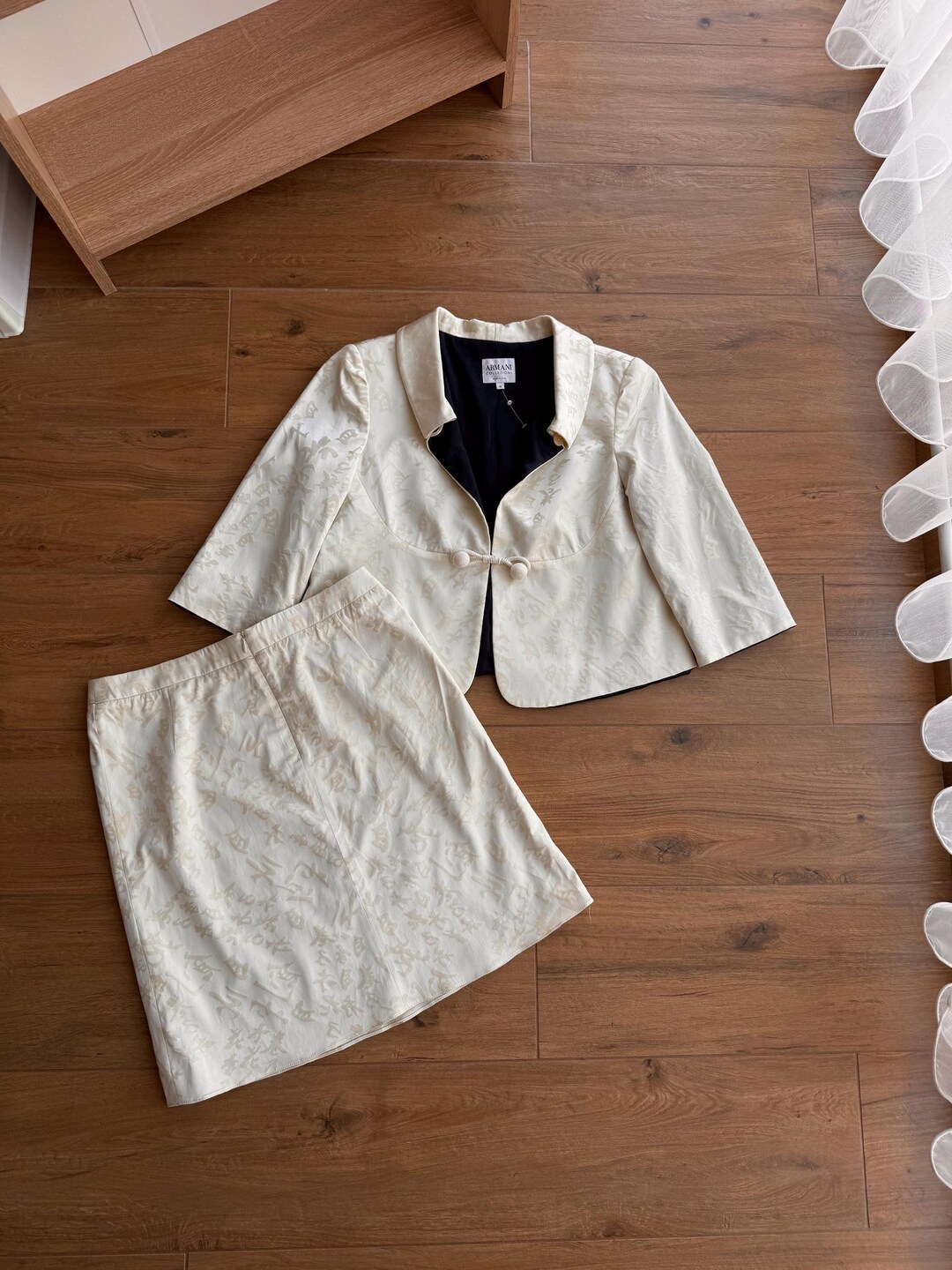 Armani Collezioni Japanese Hieroglyphics Skirt & Blazer Set