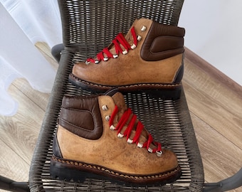 Vintage Germany Leder Bergsteigen WandernVibram Sohle Herren Größe 6 Vintage