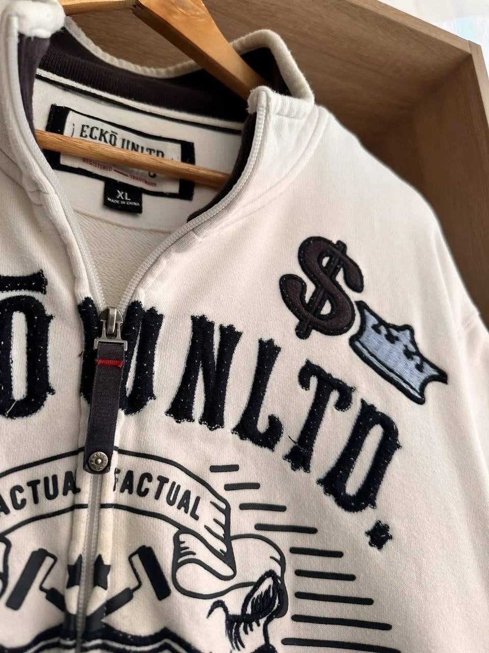 Pull à capuche Ecko Unltd logo rhinocéros brodé célèbre mondiale rare homme moye