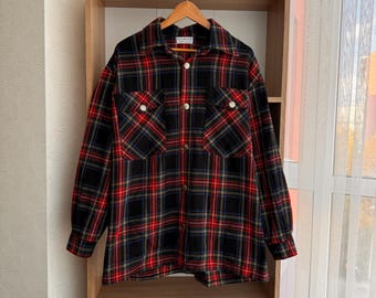 Vintage Scottish Tartan Wool Button Up Shirt