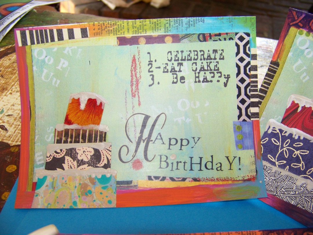 happy birthday art card Images High Quality Grahic Happy Birthday Card Artcard - Etsy