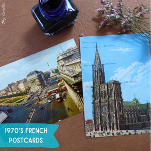 Cartes postales françaises vintage des années 1970 | Strasbourg et Bordeaux