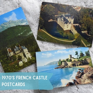 Cartes postales vintage des châteaux français des années 70