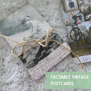 Lot éphémères, fac-similé de cartes postales anciennes idéales pour le journal indésirable, le scrapbooking, les collages et les cartes de journalisme.