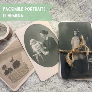 Lot d'éphémères, fac-similé de portraits vintage, idéal pour le Junk Journal, l'album de coupures, les collages et les cartes de journalisation.