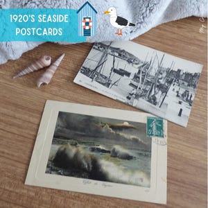 Cartes postales françaises vintage des années 1920 en bord de mer