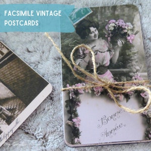 Lot éphémères, fac-similé de cartes postales anciennes idéales pour le journal indésirable, le scrapbooking, les collages et les cartes de journalisme.