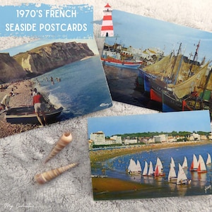 Cartes postales vintage françaises de bord de mer des années 1970