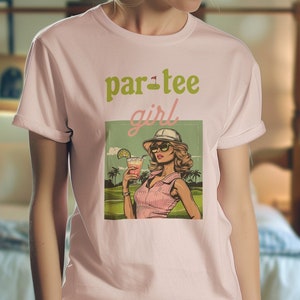 Par Tee Girl 半袖 Tシャツ、女性用ゴルフシャツ、かわいいカジュアル Tシャツガール、独身パーティー、女性ゴルファーへのギフト、母の日のプレゼント