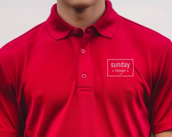 Sunday Rouge Golf Polo, Sunday Red Golf Shirt, Championship Sunday Golfer, Vatertag Golf Geschenk, Herren Sport Poloshirt, Performance Golf