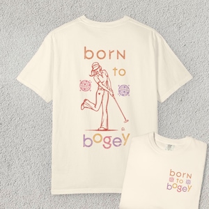 Comfort Colors Born To Bogey Golf Shirt - Disco Golf Tee, Vintage Tshirt, Retro 70s Theme Top, Boogie Dance Style Clothing, Retro Apparel